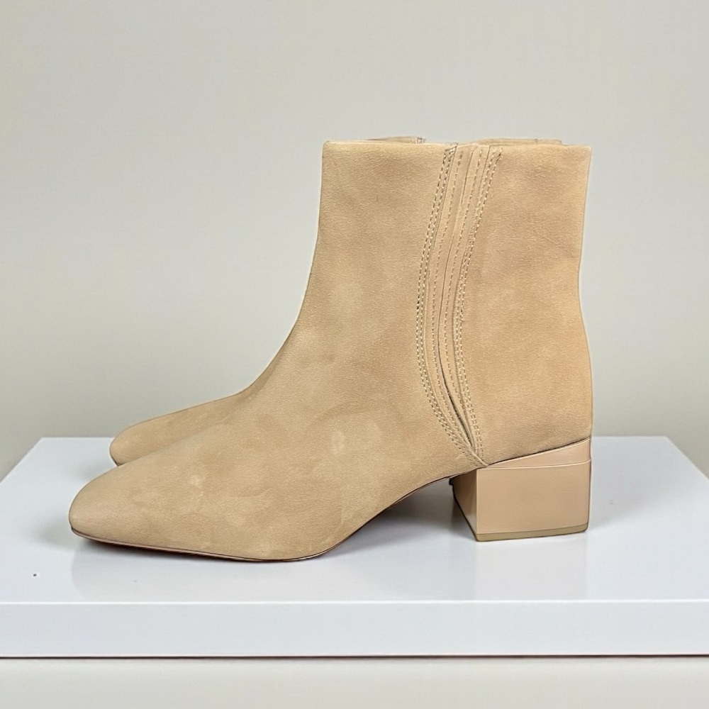 🌻NEW Franco Sarto Waxtona Suede Square Toe Block Heel Ankle Boots Size 9.5
